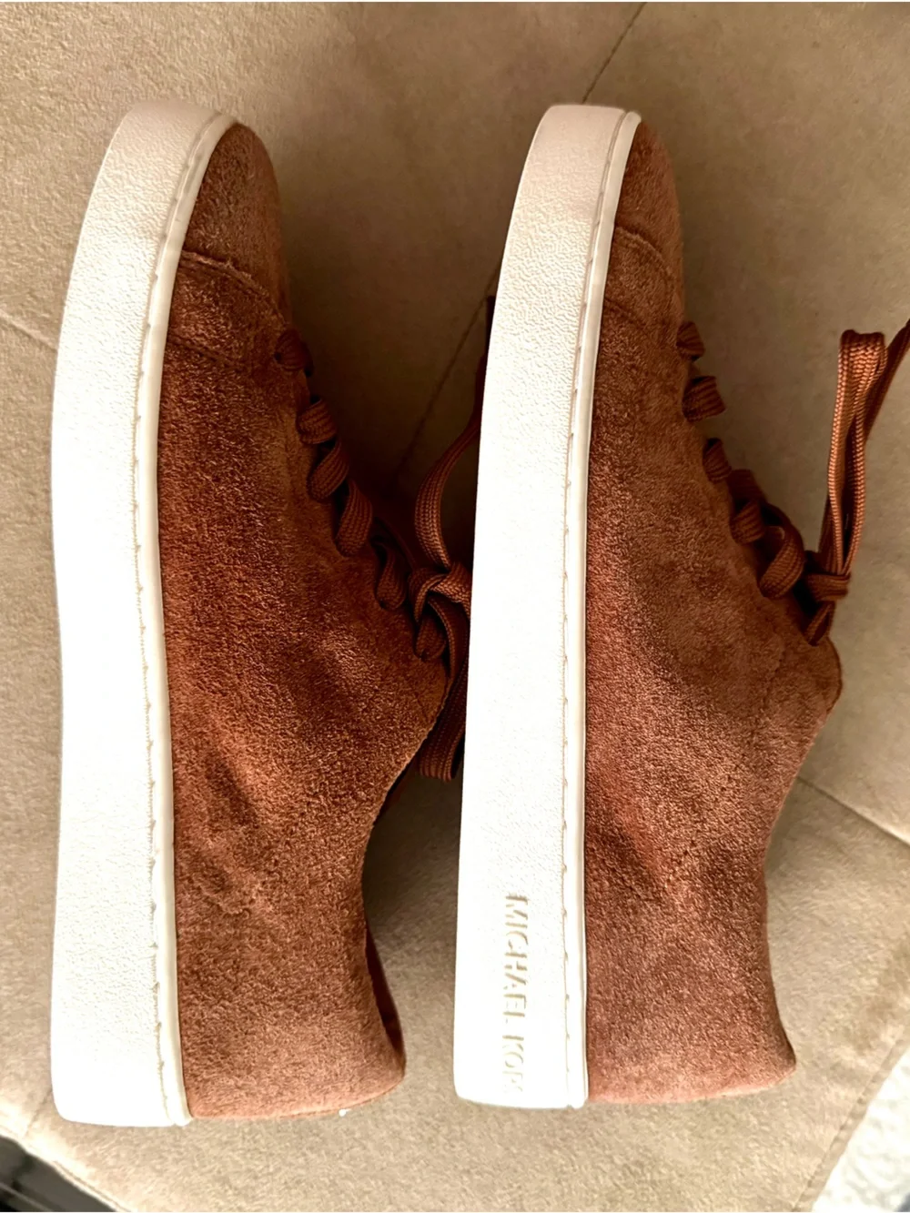 Michael Kors Cognac Genuine Suede Sneakers NEW